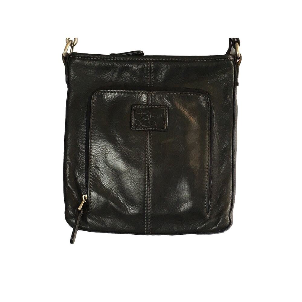 Vintage 90’s Fossil Leather Crossbody Shoulder Handbag Black ZB2841 Timeless